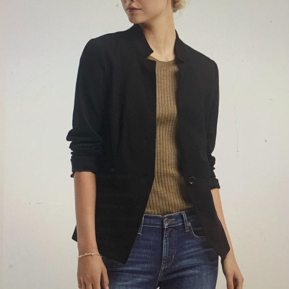 BANANA REPUBLIC BLACK UNSTRUCTURED STRETCH PONTE BLAZER JACKET SIZE 12